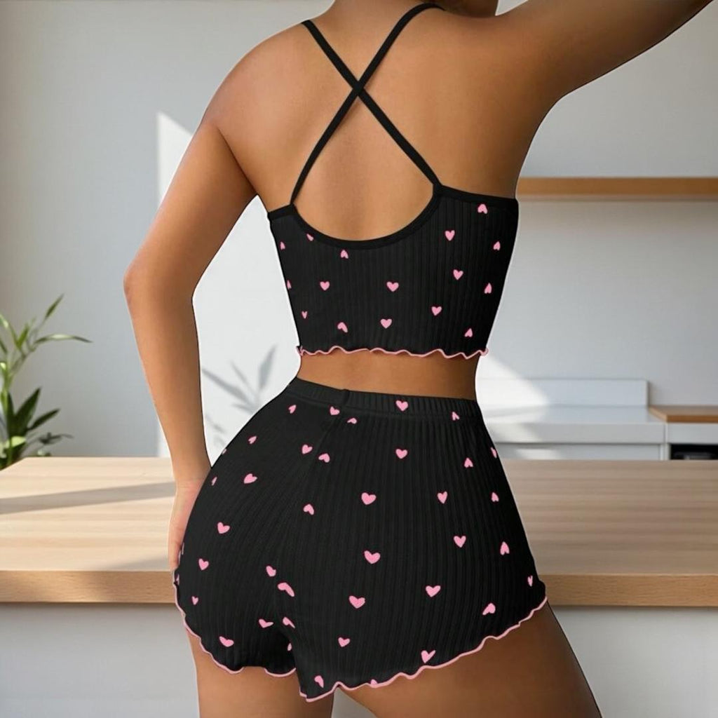 Conjunto de pijama con estampado de corazón