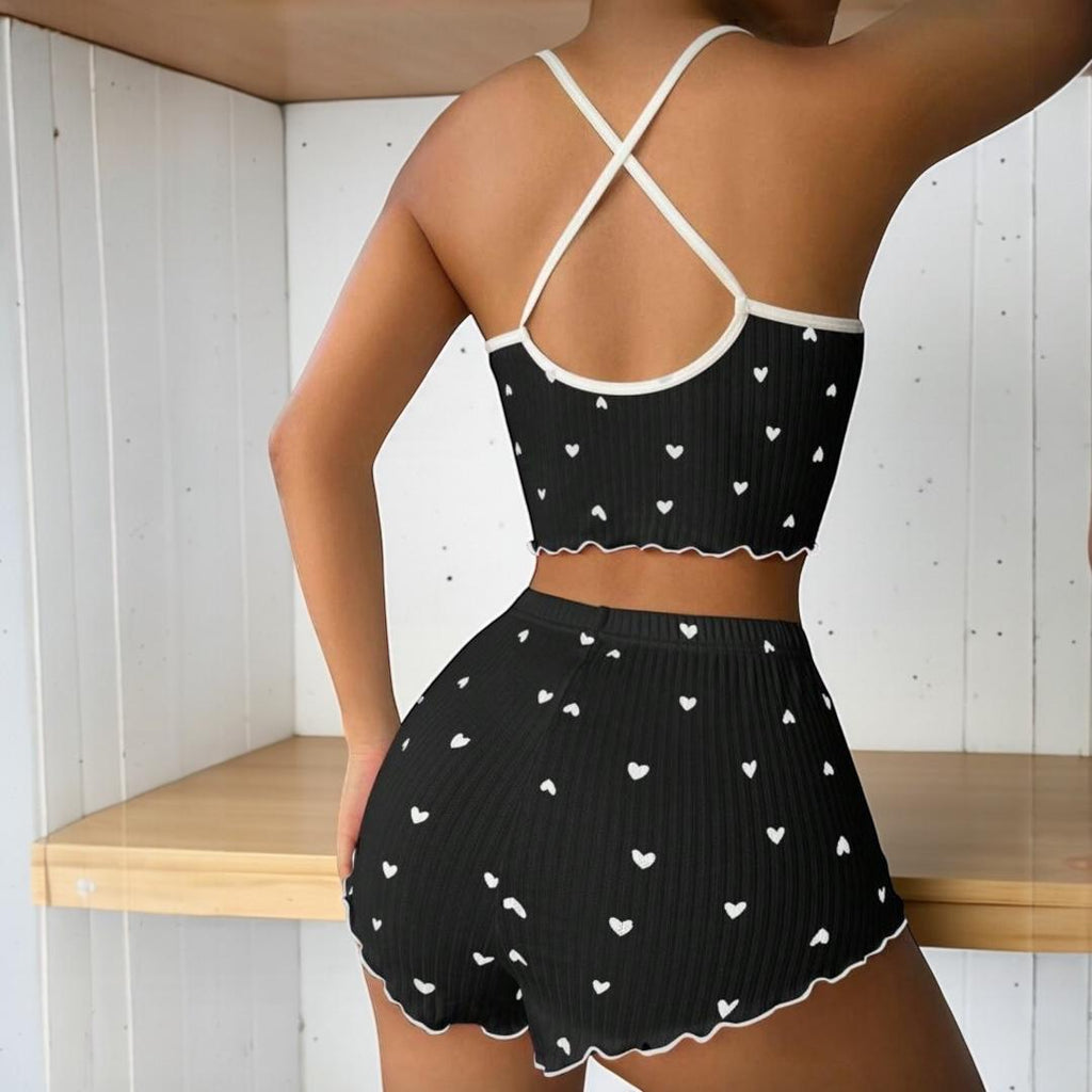 Conjunto de pijama con estampado de corazón