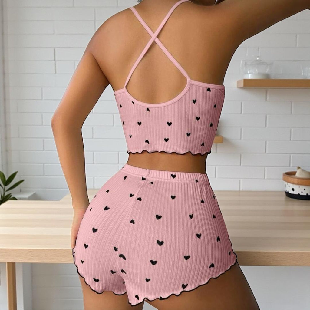 Conjunto de pijama con estampado de corazón
