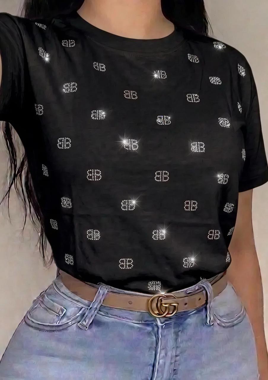 Camiseta basica con brillos glam