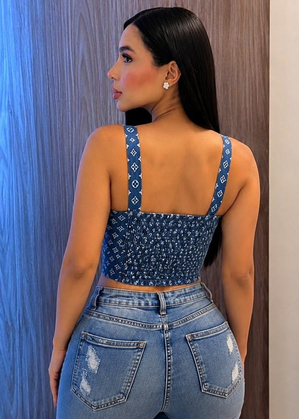 CROP TOP EN TELA JEAN