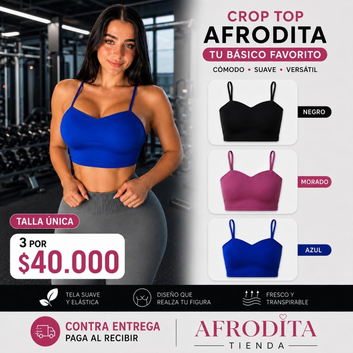 Kit x3 Crop Tops Esenciales - afrodita tienda