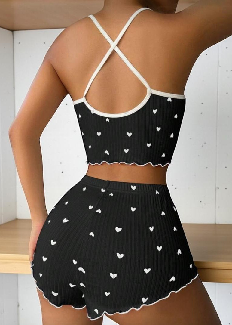 Conjunto de pijama con estampado de corazón - afrodita tienda