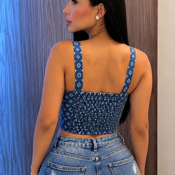 CROP TOP EN TELA JEAN - afrodita tienda