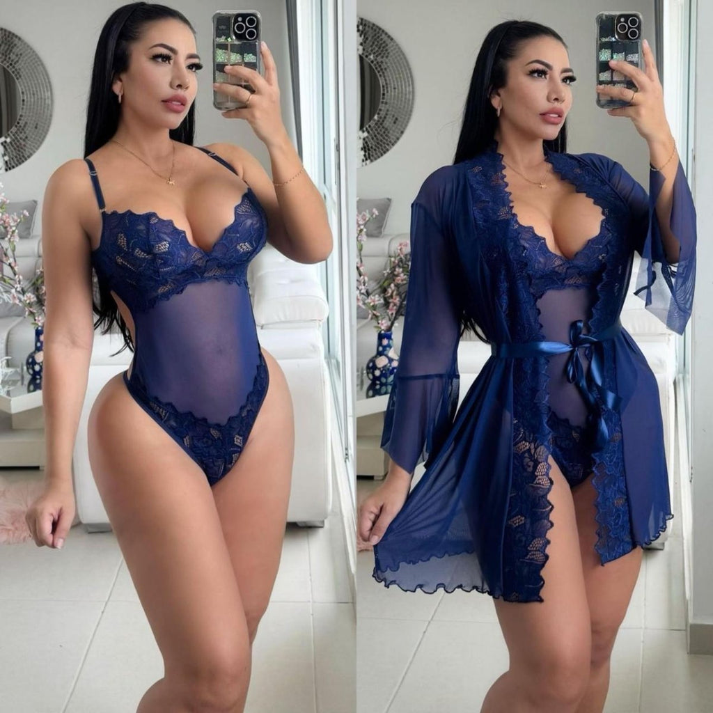 Baby doll DUo (body y bata) - afrodita tienda