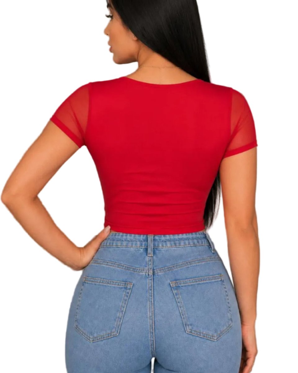 Blusa con malla roja - afrodita tienda